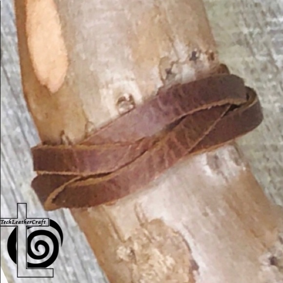 techleathercraft handmade Jewelry - Brown oil-tanned leather braided bracelet
